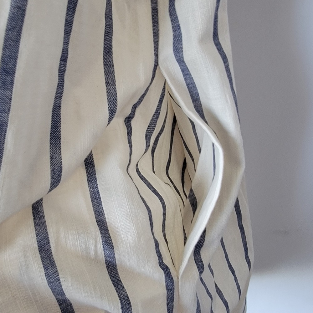Faherty womens Phoenix  Elroy Stripe Dress sz m Cotton Square Neck Puff Sleeve - Picture 5 of 8